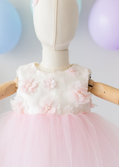 Elegant Pink Tulle Toddler Girl Dress with Satin Diaper Cover for Special Occasions