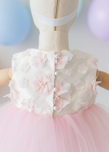 Elegant Pink Tulle Toddler Girl Dress with Satin Diaper Cover for Special Occasions