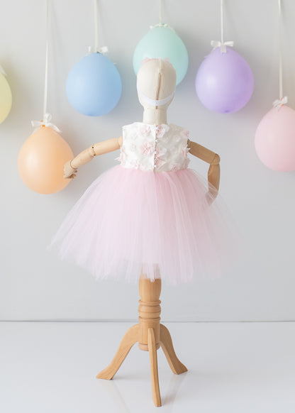 Elegant Pink Tulle Toddler Girl Dress with Satin Diaper Cover for Special Occasions