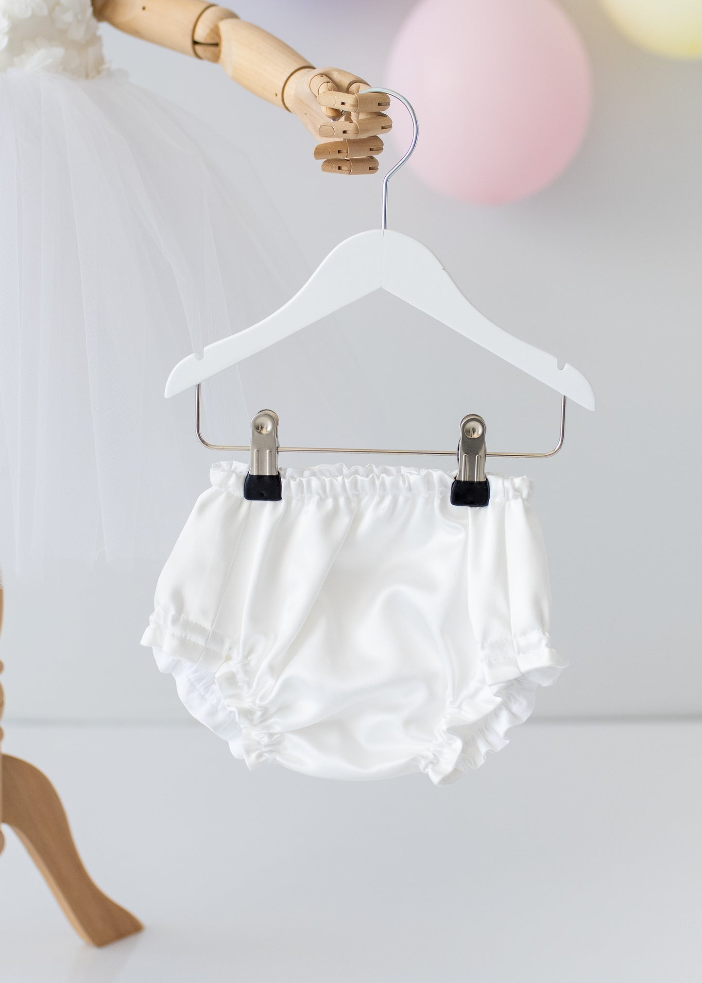 Elegant White Tulle Toddler Girl Dress with Satin Diaper Cover for Special Occasions