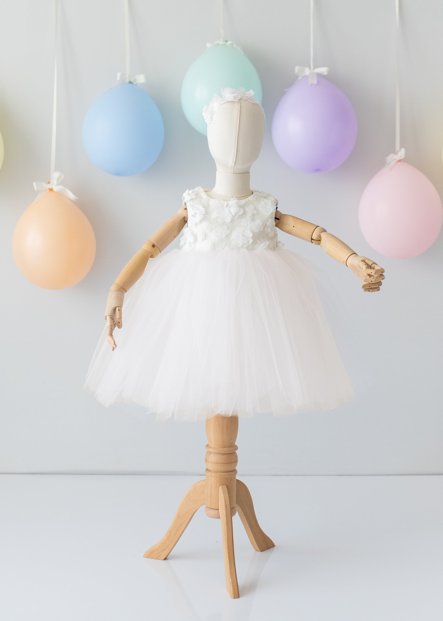 Elegant White Tulle Toddler Girl Dress with Satin Diaper Cover for Special Occasions 6-9 months US kids' numeric / Dress & Diaper