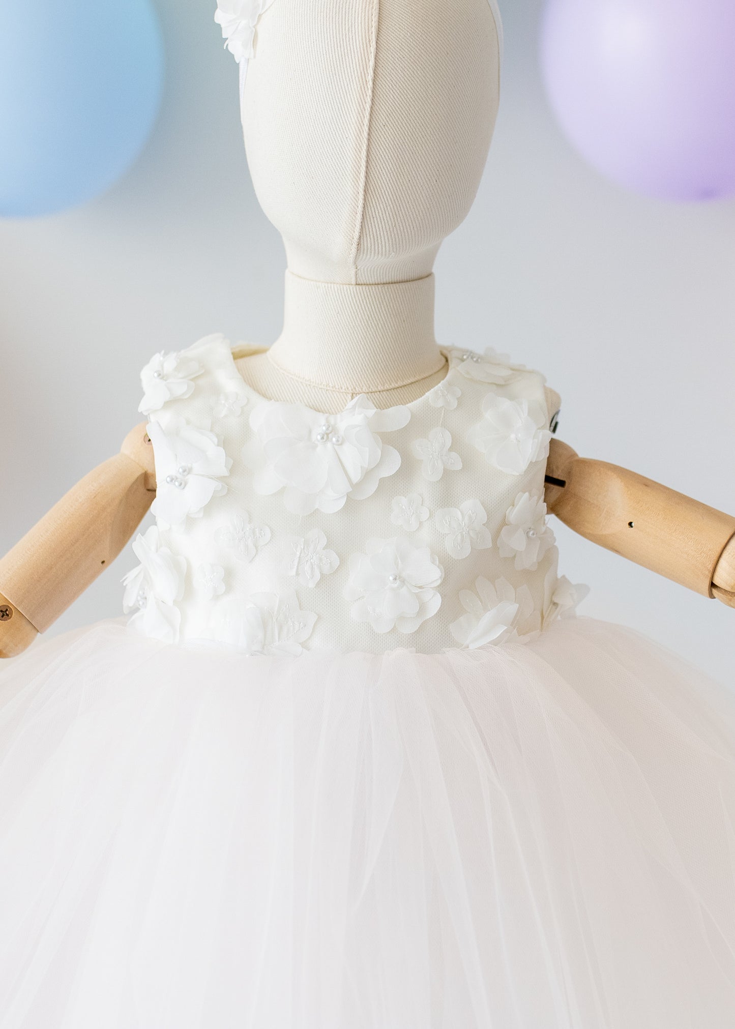 Elegant White Tulle Toddler Girl Dress with Satin Diaper Cover for Special Occasions