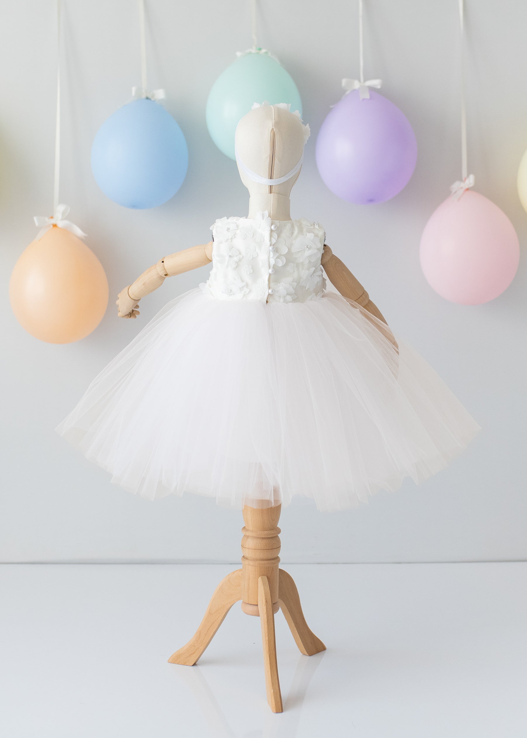 Elegant White Tulle Toddler Girl Dress with Satin Diaper Cover for Special Occasions 6-9 months US kids' numeric / Dress & Diaper
