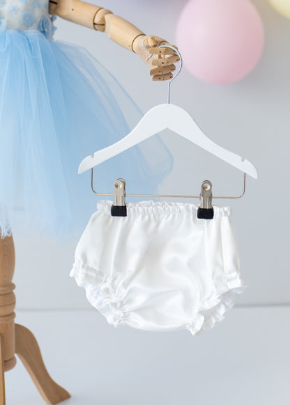 Elegant Blue Tulle Toddler Girl Dress with Satin Diaper Cover for Special Occasions