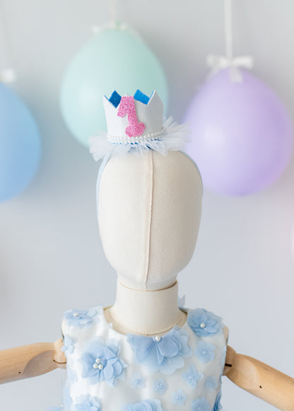 Elegant Blue Tulle Toddler Girl Dress with Satin Diaper Cover for Special Occasions