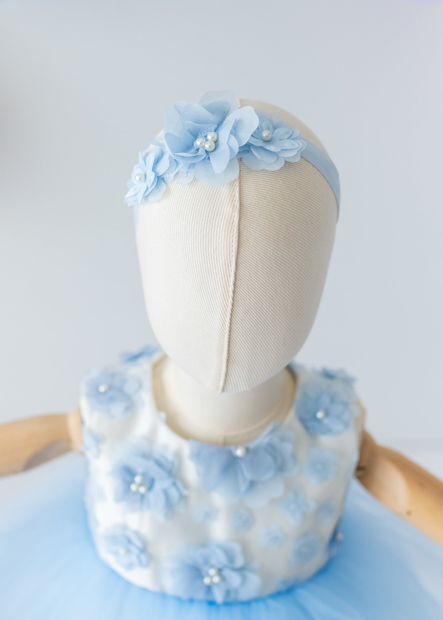Elegant Blue Tulle Toddler Girl Dress with Satin Diaper Cover for Special Occasions