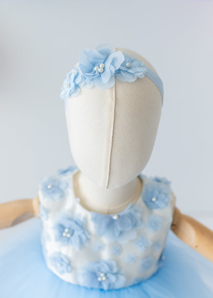 Elegant Blue Tulle Toddler Girl Dress with Satin Diaper Cover for Special Occasions