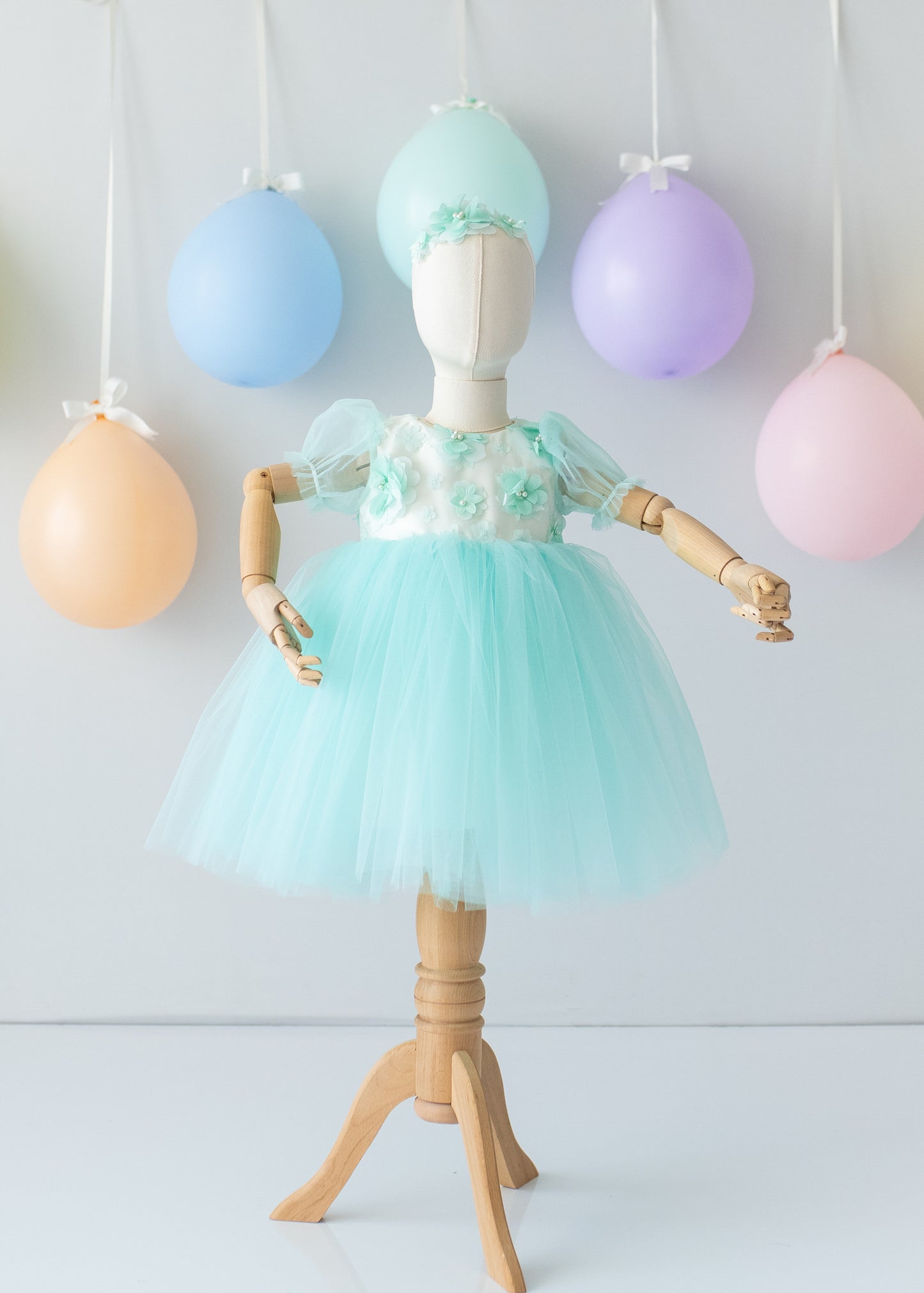 Elegant Mint Green Tulle Toddler Girl Dress with Satin Diaper Cover for Special Occasions