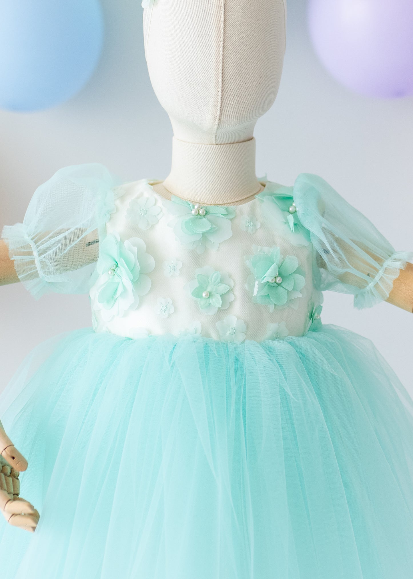 Elegant Mint Green Tulle Toddler Girl Dress with Satin Diaper Cover for Special Occasions