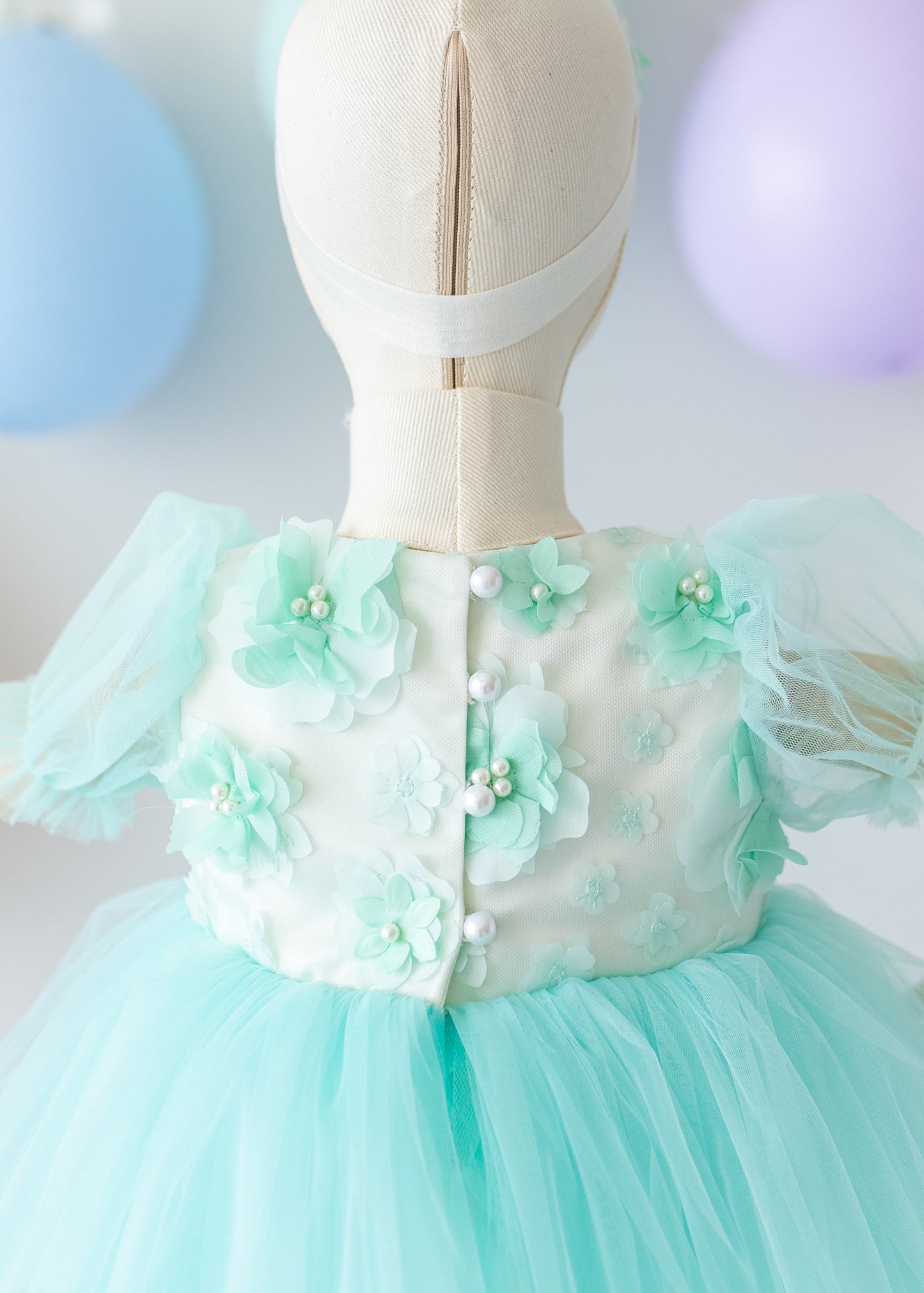 Elegant Mint Green Tulle Toddler Girl Dress with Satin Diaper Cover for Special Occasions