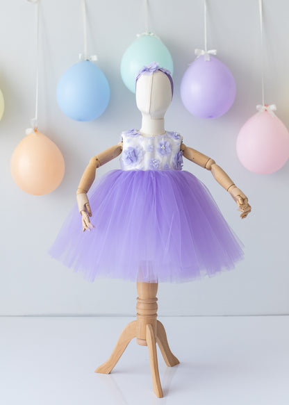 Elegant Purple Tulle Toddler Girl Dress with Satin Diaper Cover for Special Occasions