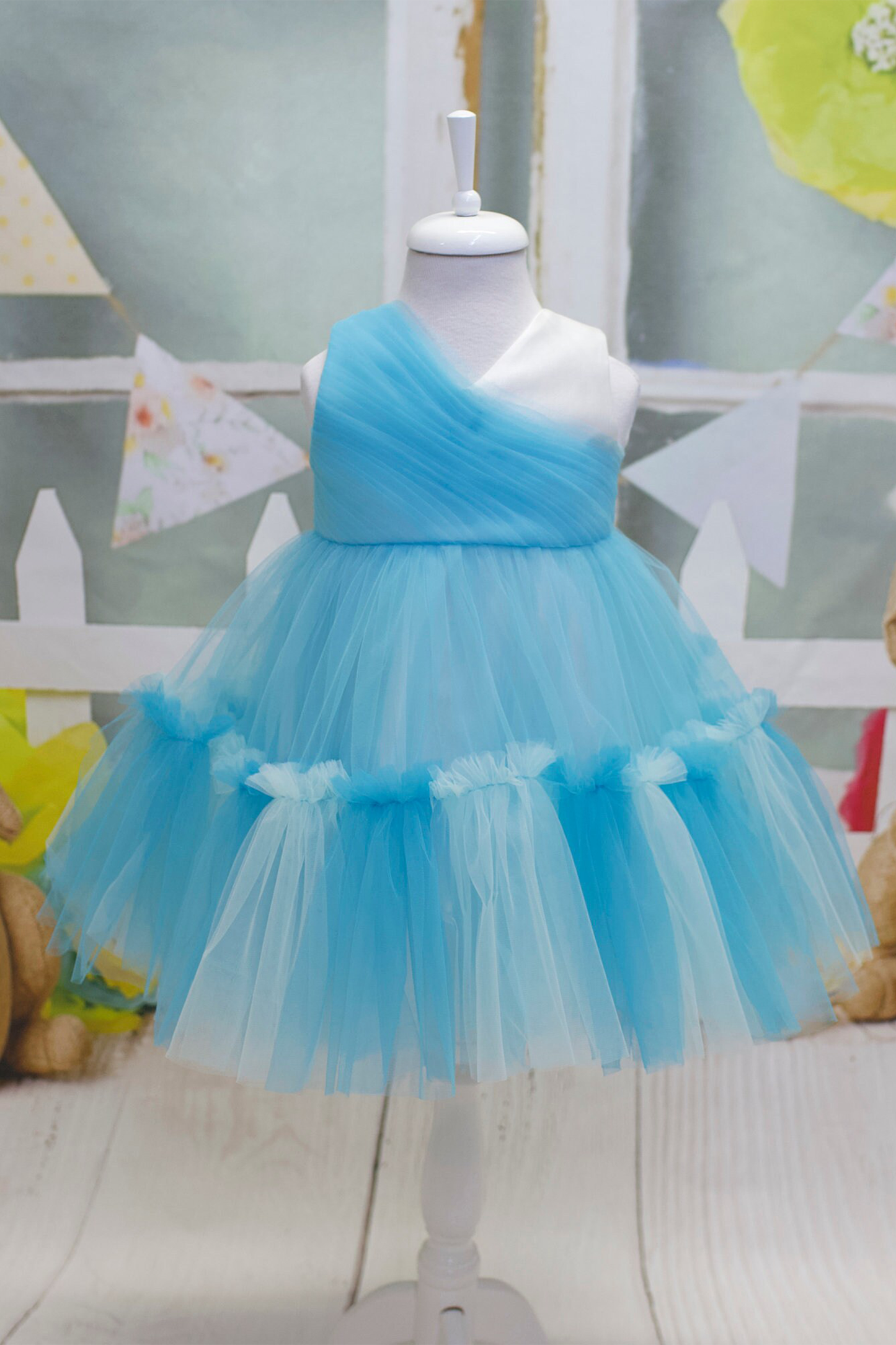 Baby Blue Tulle Flower Girl Dress: Elegant Toddler Ball Gown
