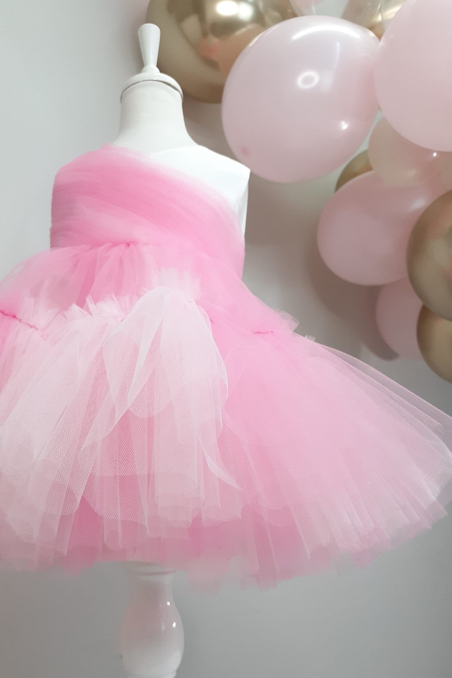 Pink Tulle Baby Girl Tutu Dress: Handmade Princess Party Dress
