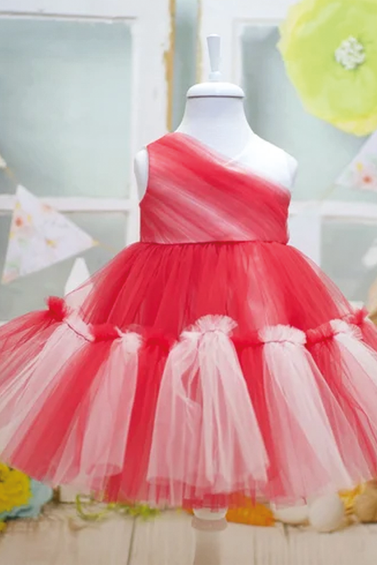 Red & White Tulle Baby Dress: First Birthday, Wedding