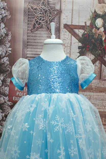 Blue Tulle Princess Dress: Elsa Birthday Party Dress Up