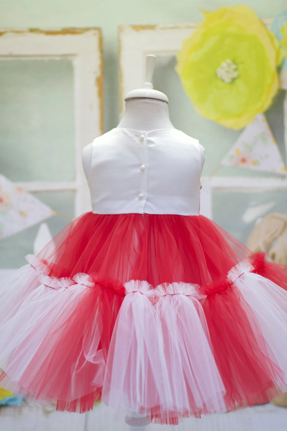 Red & White Tulle Baby Dress: First Birthday, Wedding