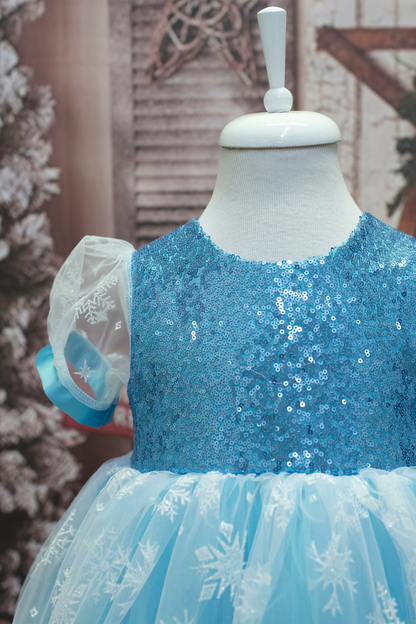 Blue Tulle Princess Dress: Elsa Birthday Party Dress Up
