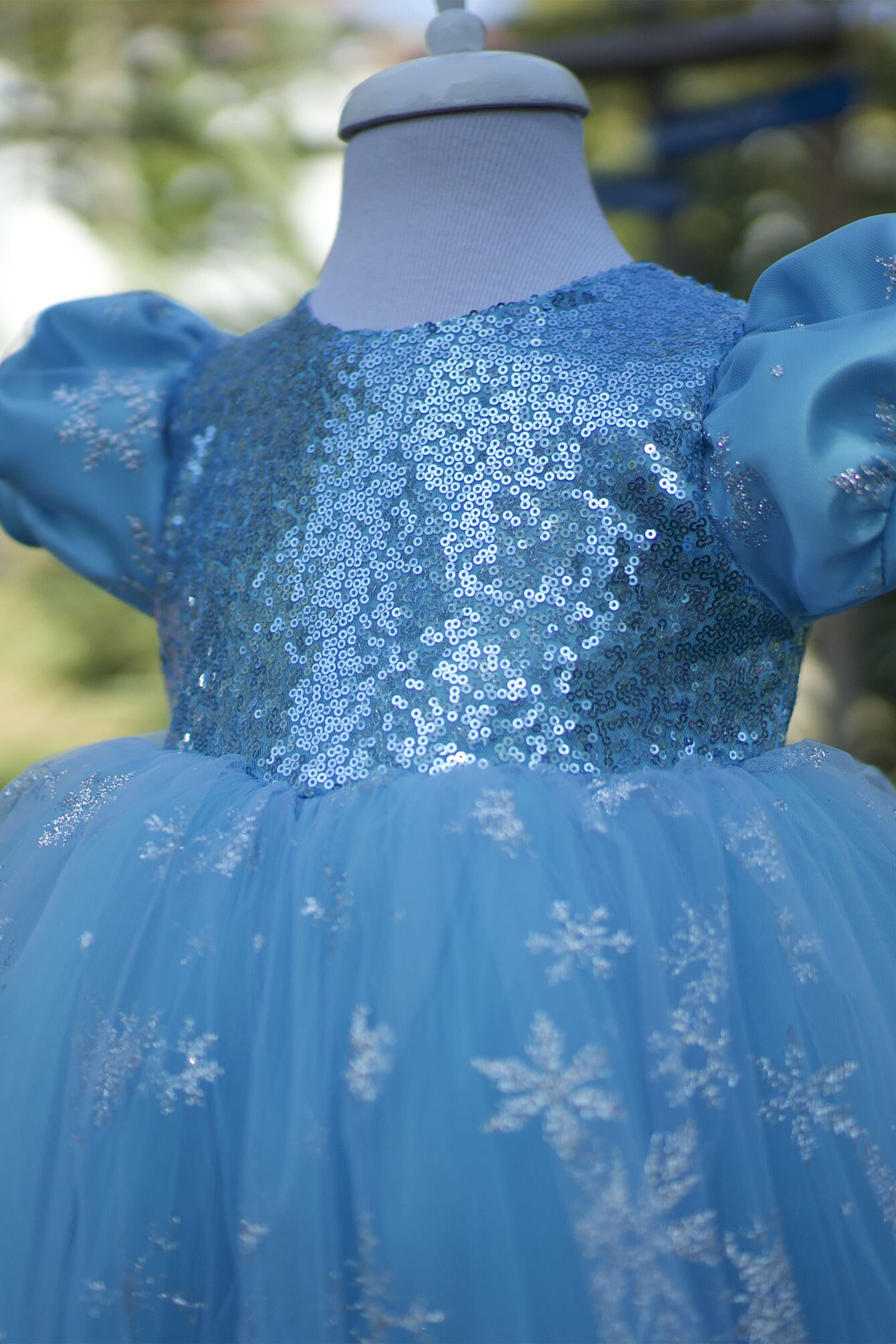 Girls' Elsa Princess Dress: Blue Fluffy Tutu, Birthday Party Dress