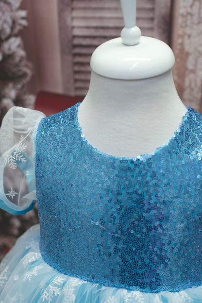 Blue Tulle Princess Dress: Elsa Birthday Party Dress Up