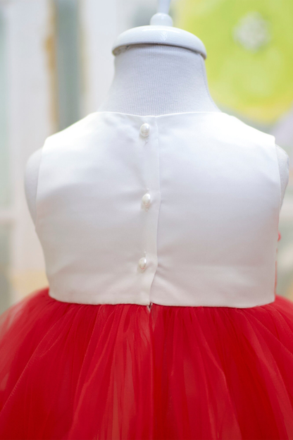 Red & White Tulle Baby Dress: First Birthday, Wedding