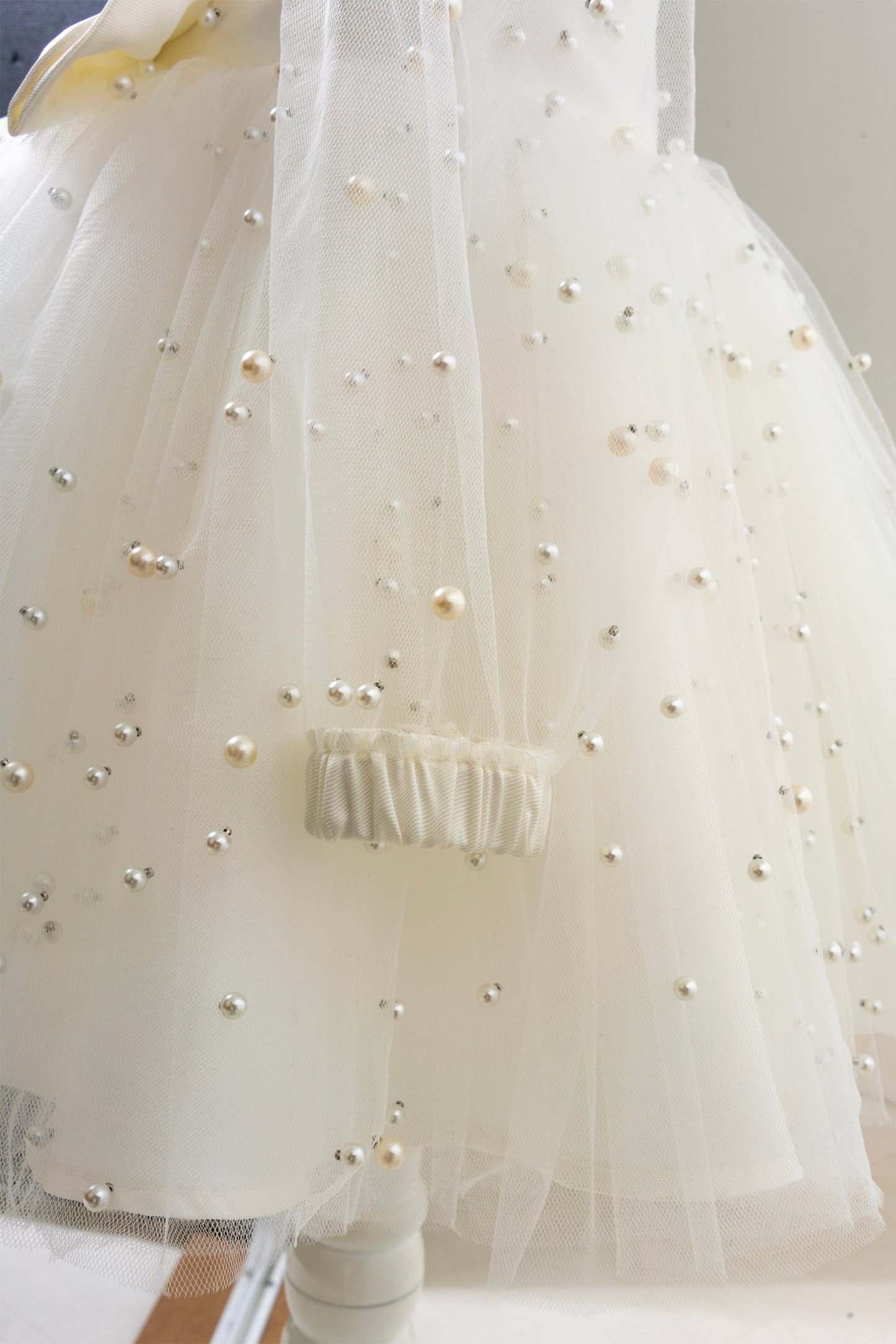 White Pearl Tulle Baby Dress: Elegant Flower Girl, First Birthday