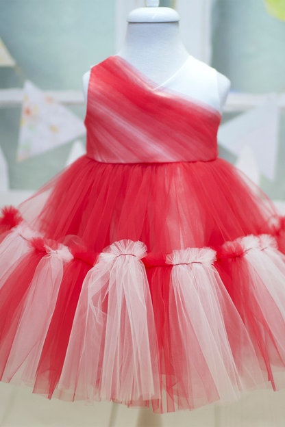 Red & White Tulle Baby Dress: First Birthday, Wedding