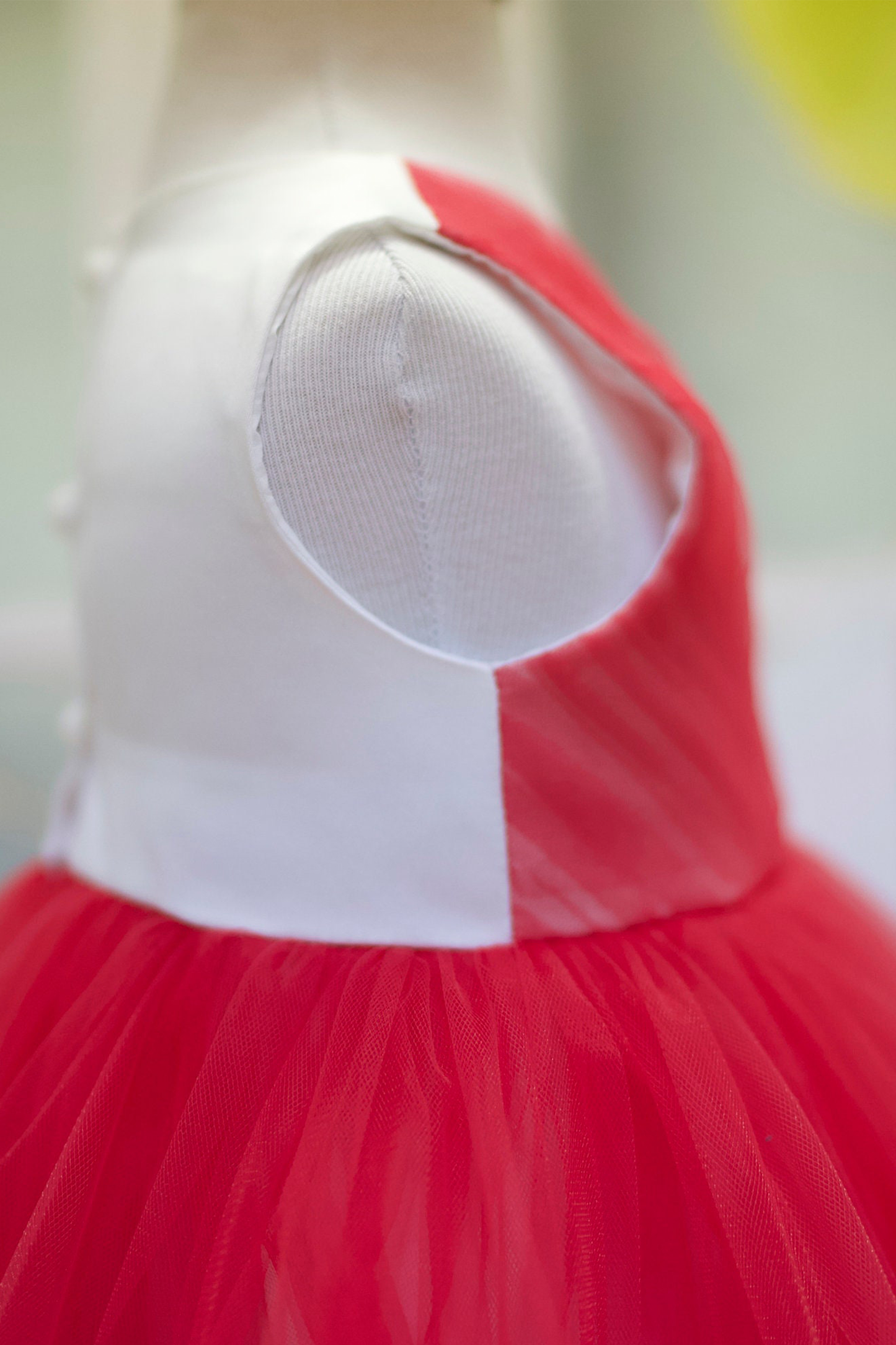 Red & White Tulle Baby Dress: First Birthday, Wedding
