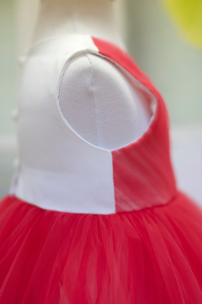 Red & White Tulle Baby Dress: First Birthday, Wedding
