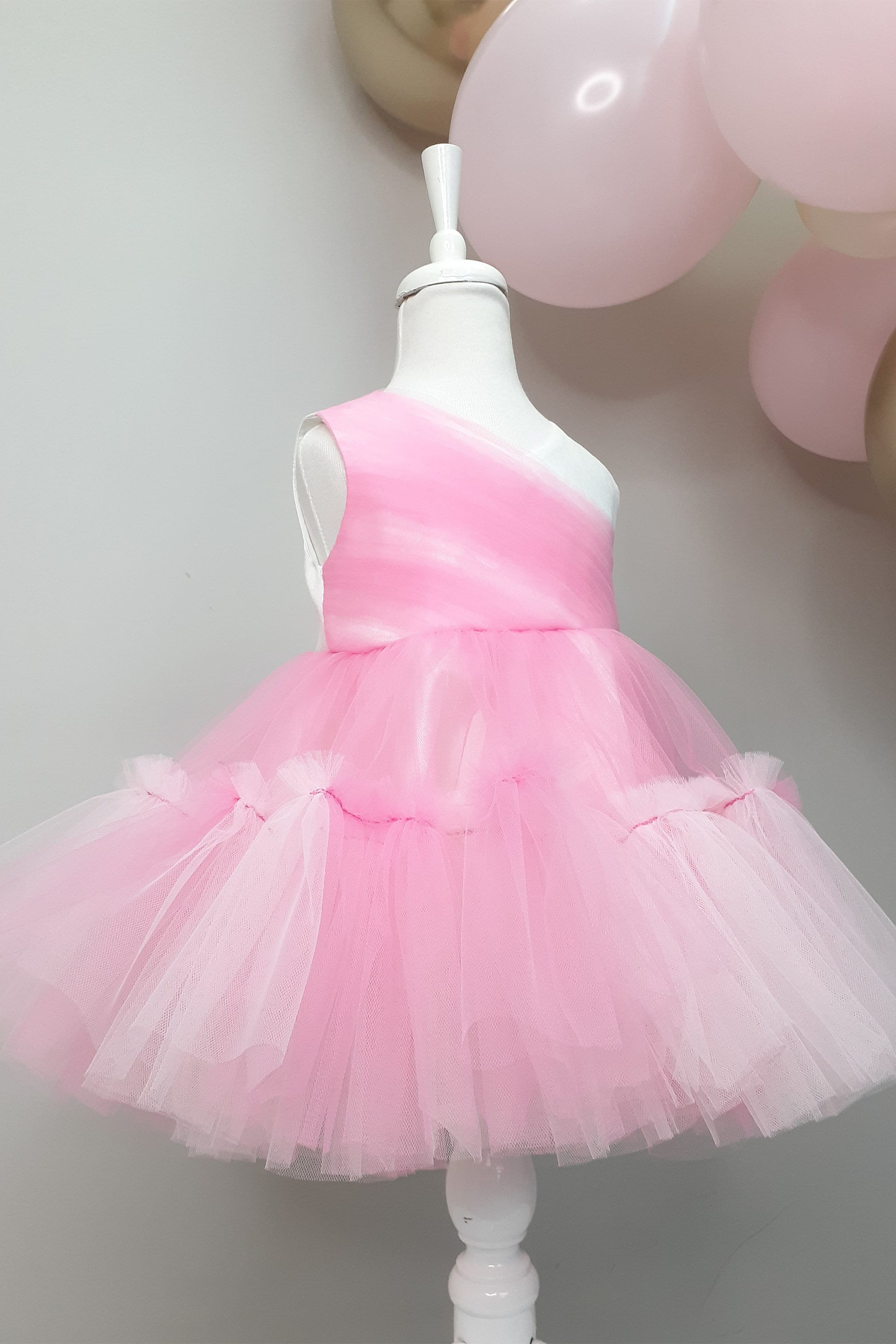 Pink Tulle Baby Girl Tutu Dress: Handmade Princess Party Dress