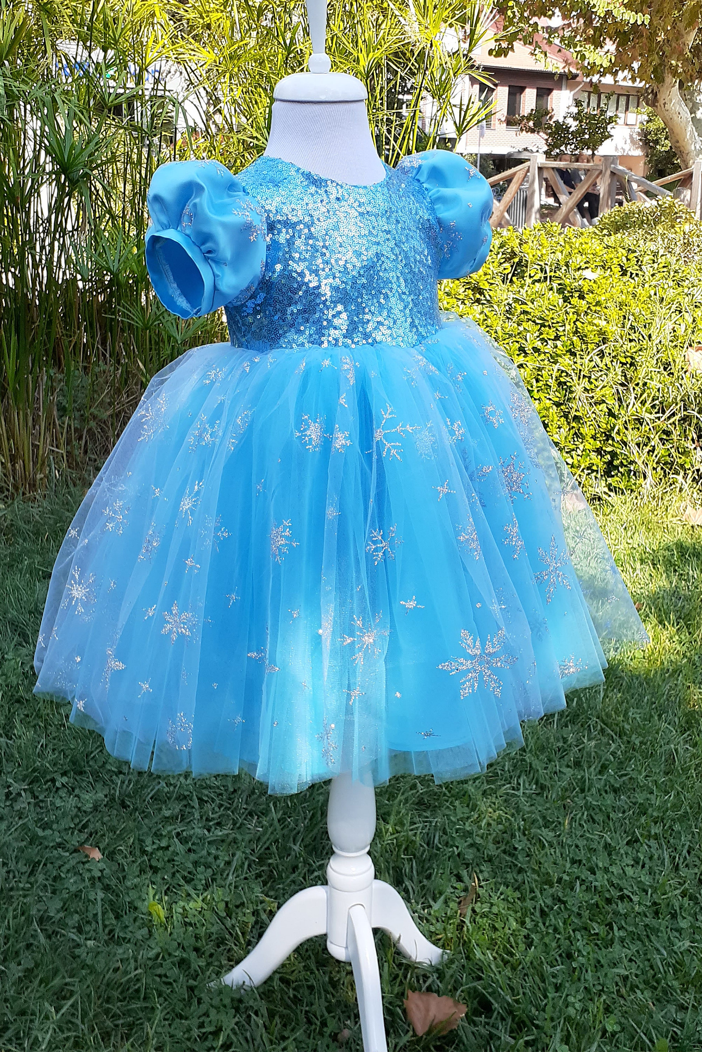 Girls' Elsa Princess Dress: Blue Fluffy Tutu, Birthday Party Dress