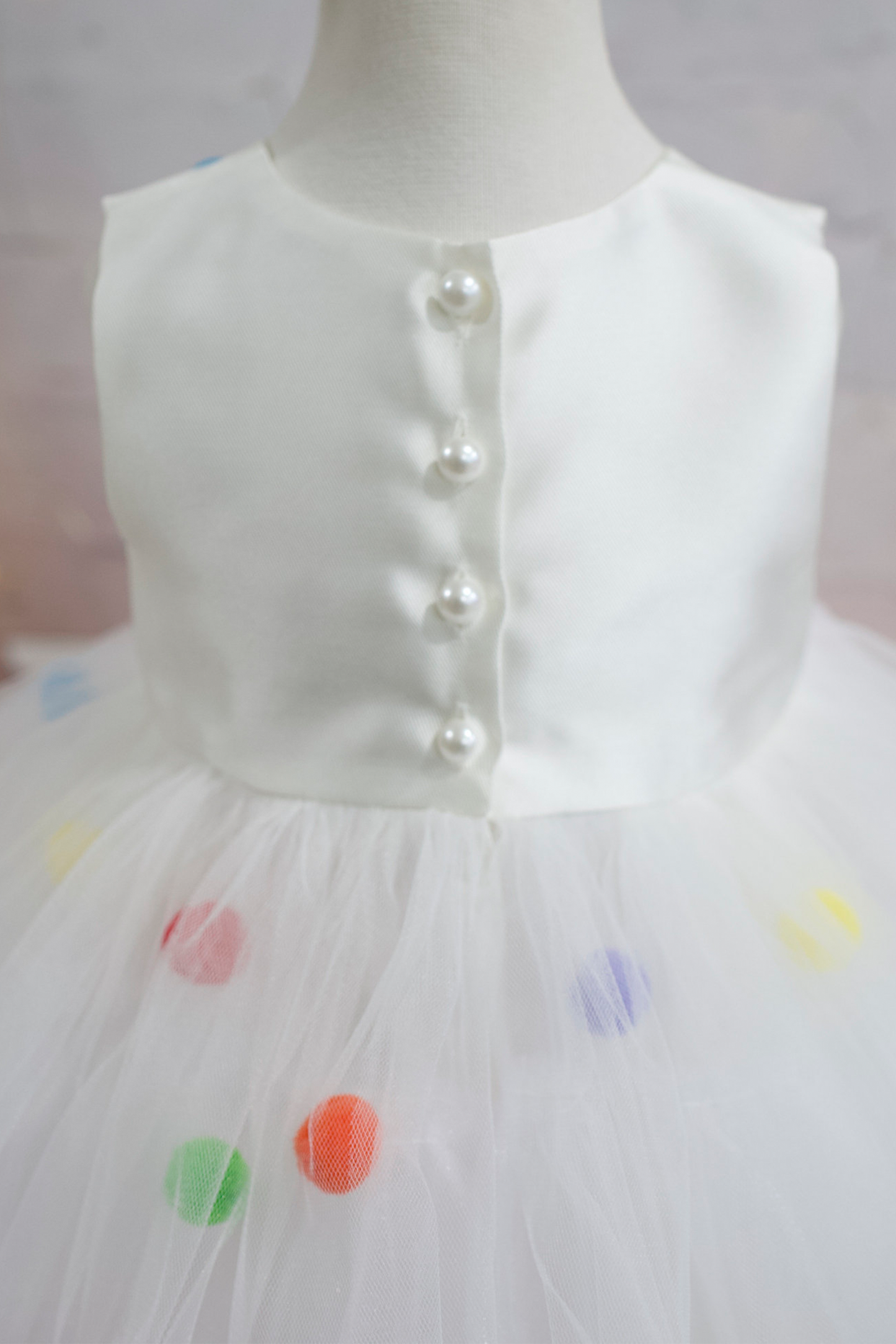 Pompom Tulle Baby Girl Dress: Rainbow Fluffy Costume
