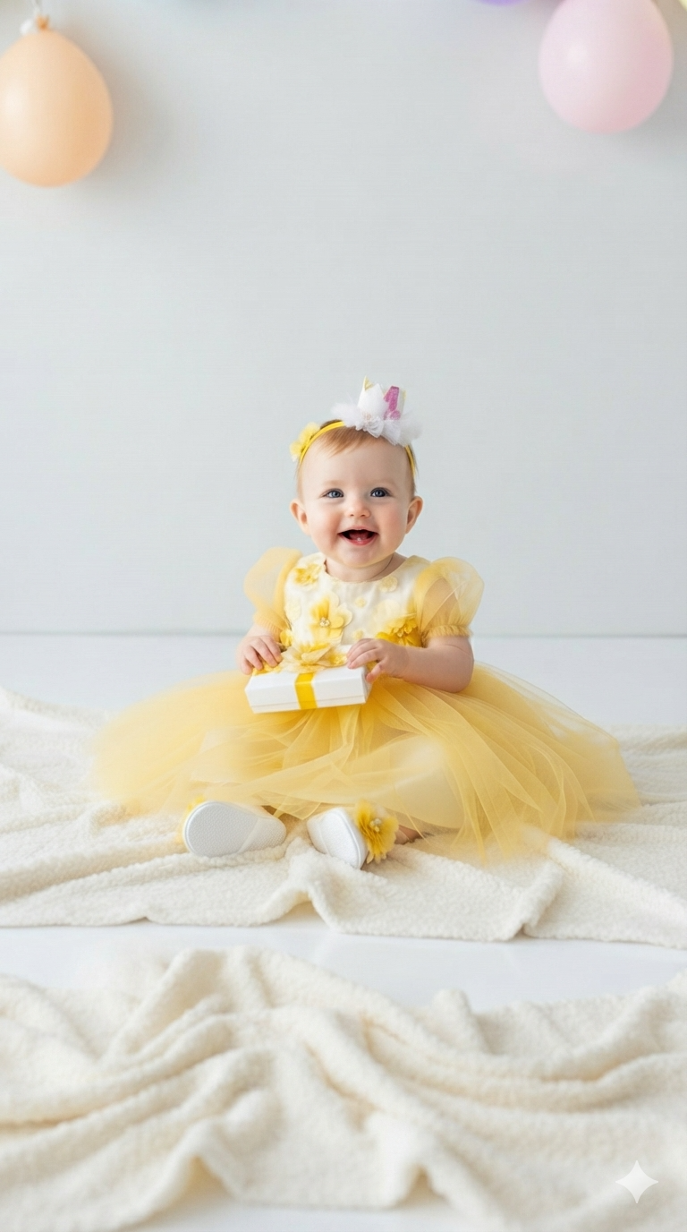 Elegant Yellow Tulle Toddler Girl Dress with Satin Diaper Cover for Special Occasions