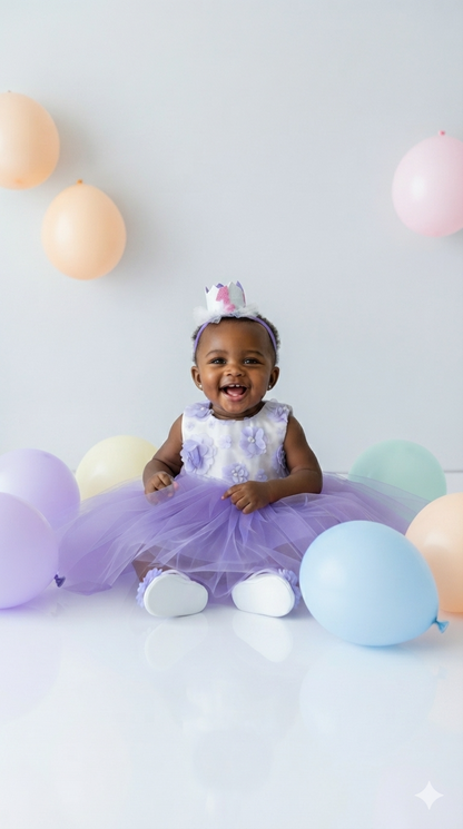 Elegant Purple Tulle Toddler Girl Dress with Satin Diaper Cover for Special Occasions