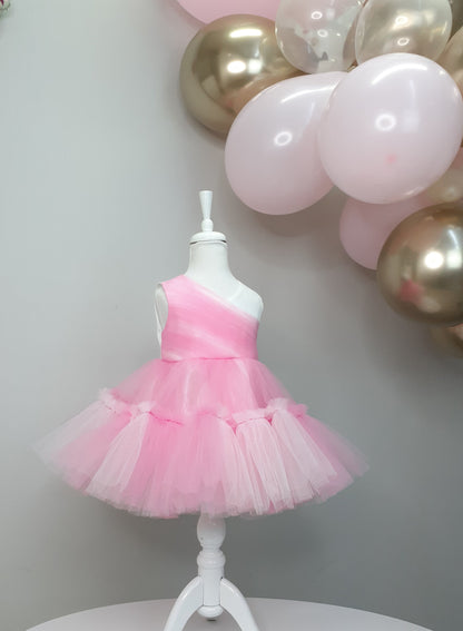 Pink Tulle Baby Girl Tutu Dress: Handmade Princess Party Dress