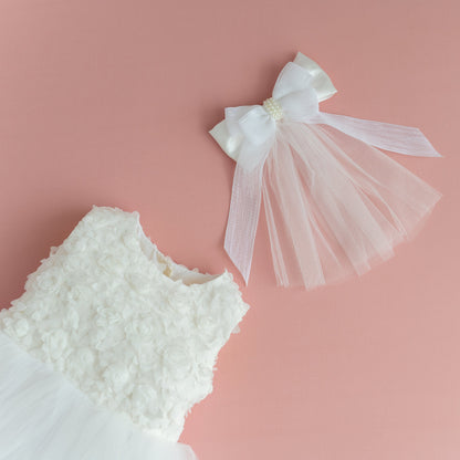 3D Flower Girl Tulle Dress: Elegant First Communion, Baptism