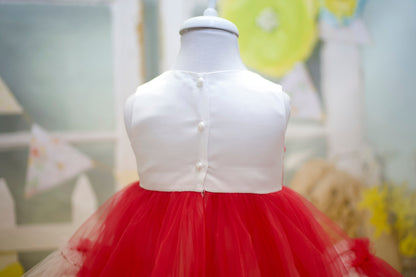 Red & White Tulle Baby Dress: First Birthday, Wedding