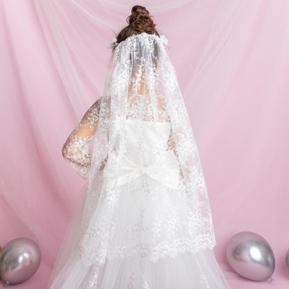Lace Flower Girl Dress with Detachable Train: First Communion Gown