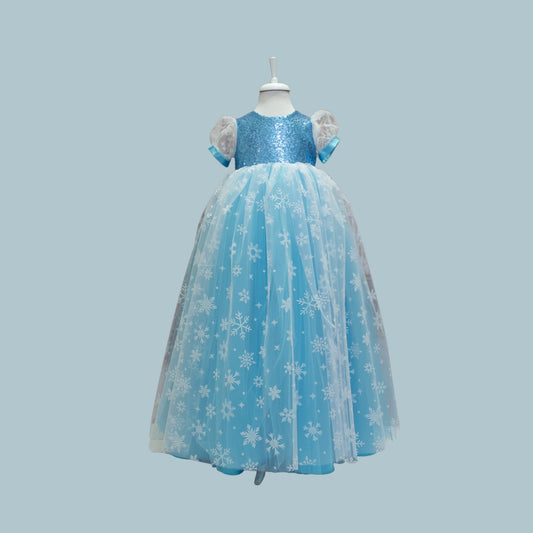 Blue Tulle Princess Dress: Elsa Birthday Party Dress Up
