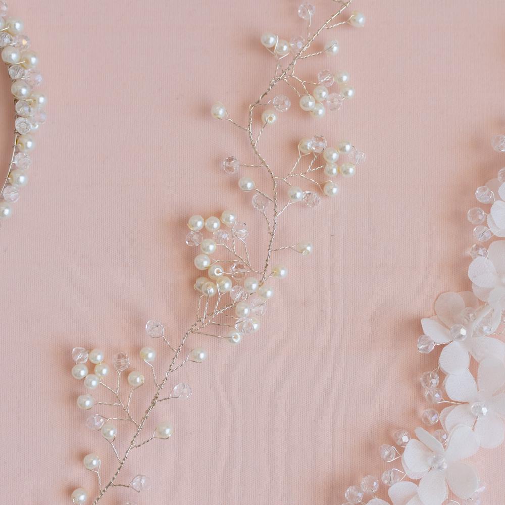 Handmade Pearl Wedding Hair Accessories: Headband, Vine, Comb & Bow