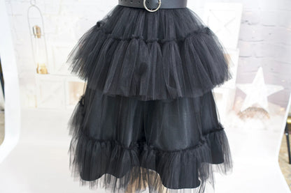 Black Tulle Wednesday Addams Costume Dress