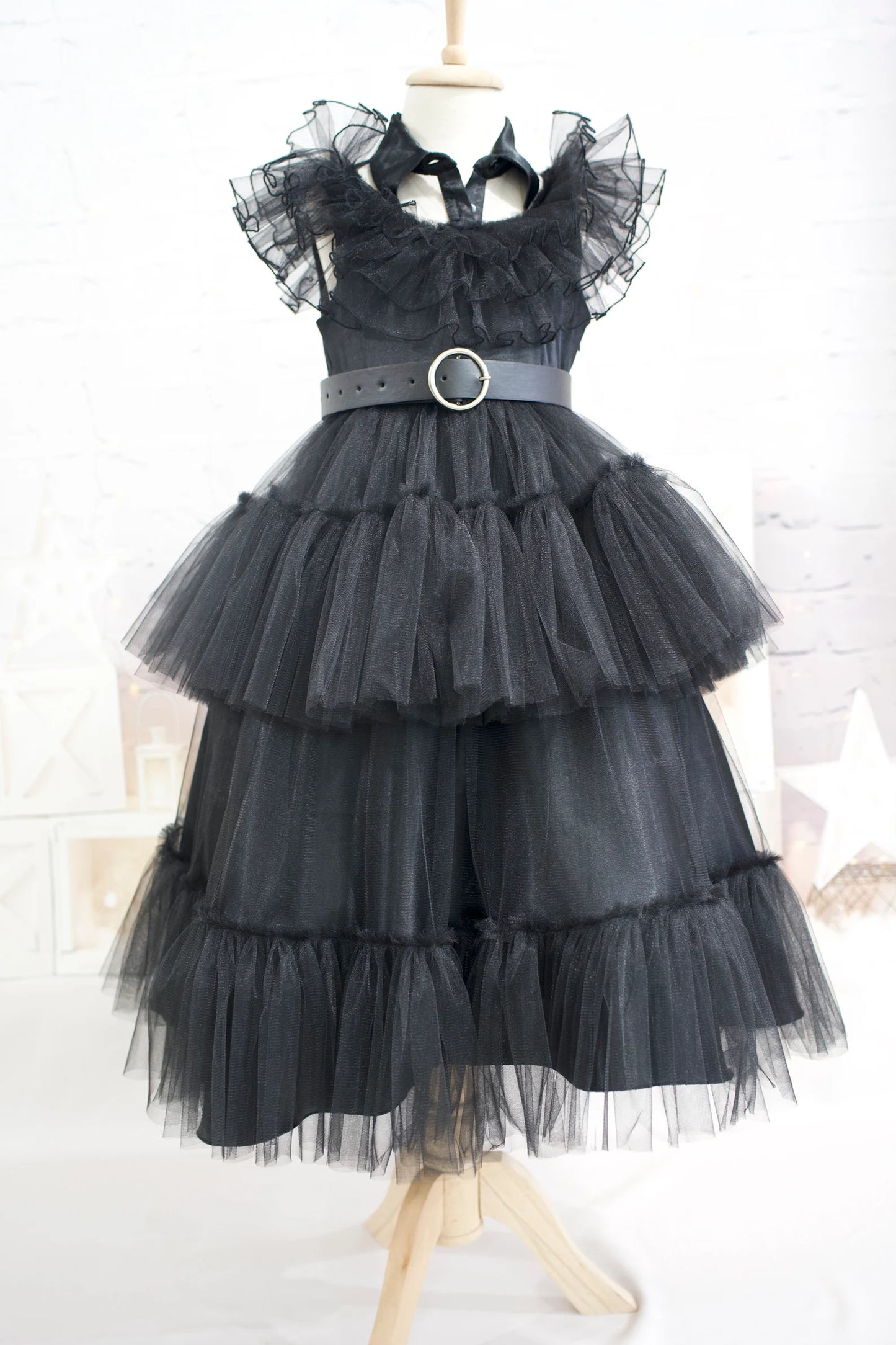 Black Tulle Wednesday Addams Costume Dress