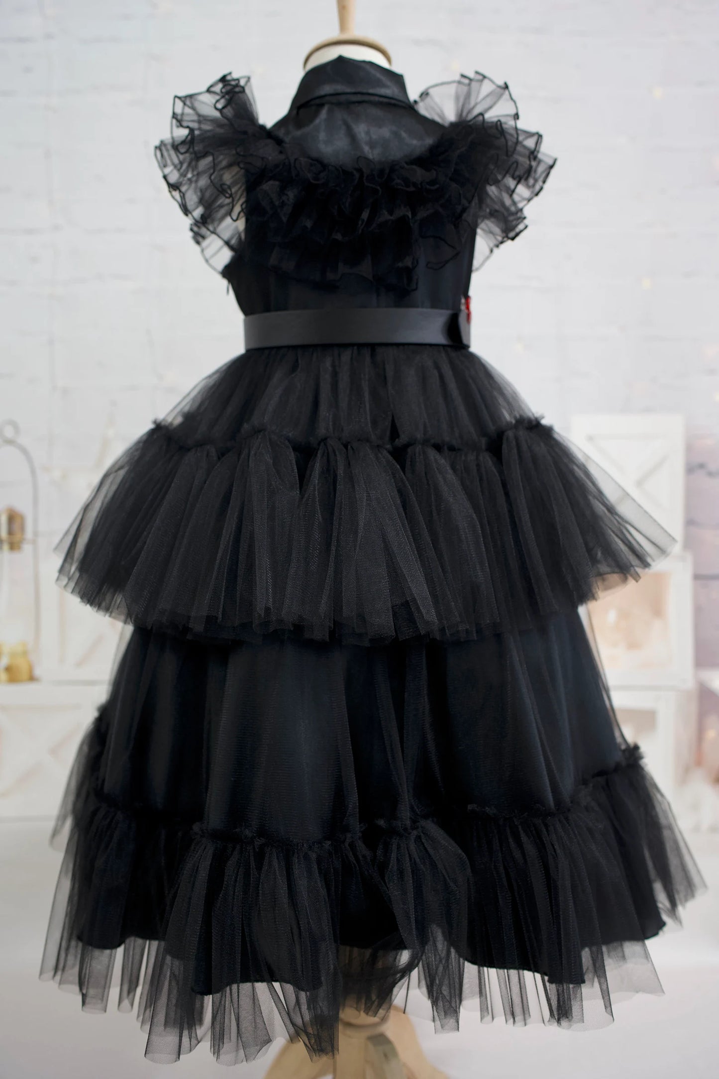 Black Tulle Wednesday Addams Costume Dress