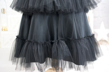 Black Tulle Wednesday Addams Costume Dress