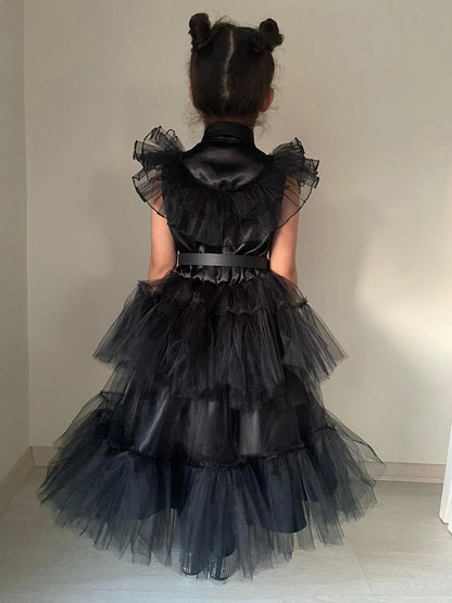 Black Tulle Wednesday Addams Costume Dress