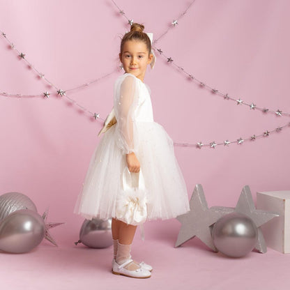 Ivory Tulle Dress: Long Sleeves