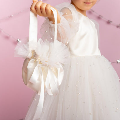 Ivory Tulle Dress: Long Sleeves
