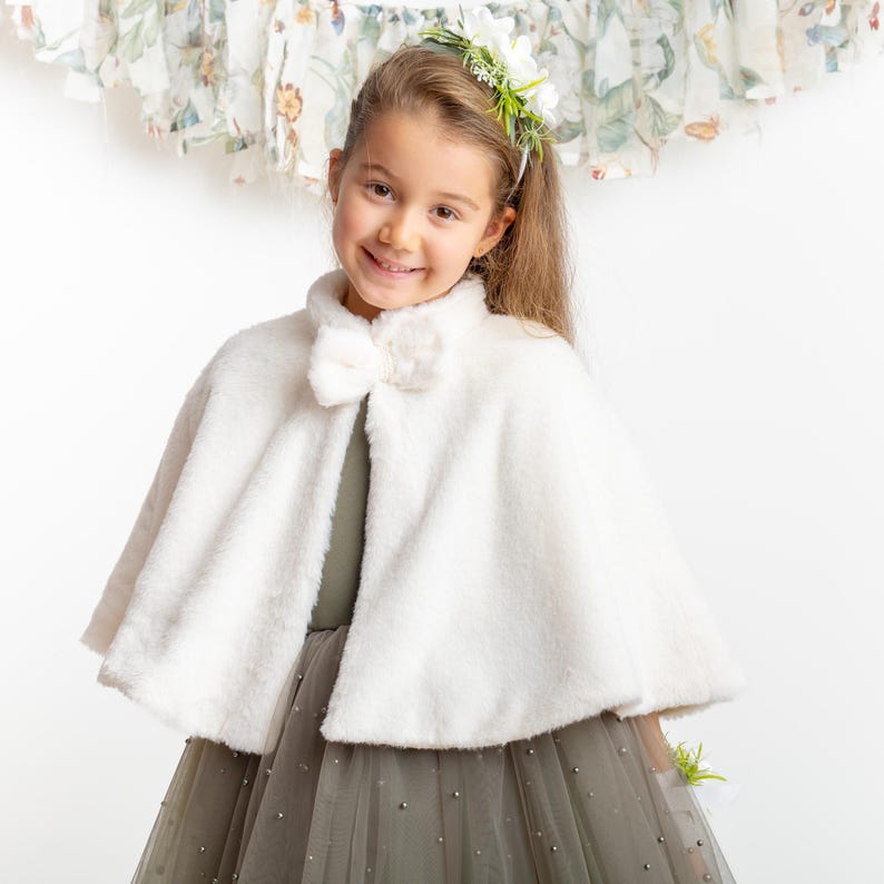 Olive Green Pearl Tulle Flower Girl Dress: Short Sleeves Satin Bodice