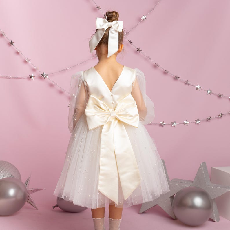 Ivory Tulle Dress: Long Sleeves