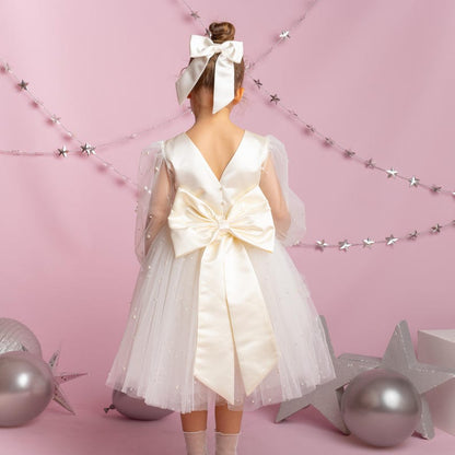 Ivory Tulle Dress: Long Sleeves