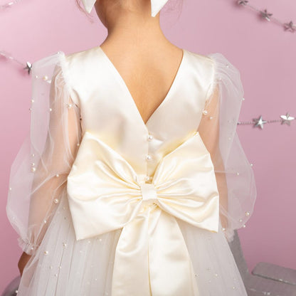 Ivory Tulle Dress: Long Sleeves